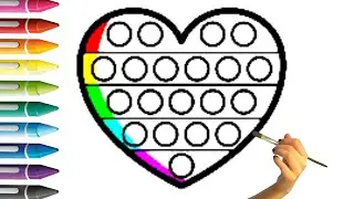 How to draw a rainbow Heart Popit ✨ Easy Drawing, Coloring and painting for kids