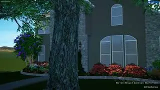 Smitherman Rendering Front yard: Texas native design w/  shade loving plants under large oak trees.