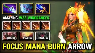 EPIC FOCUS MANA BURN ARROW MID w33 Windranger With Duffusal + Aghs Scepter Build | 7.40 DotA 2