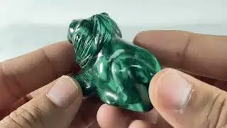 Hand-Carved Malachite Lion Gemstone Animal Carving