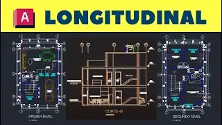Corte longitudinal en un plano de  Arquitectura AutoCAD 2D
