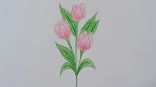 How to Draw Beautiful Pink Flowers 🌷🎨