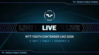 LIVE! | T1 | Day 1 | WTT Youth Contender Linz 2026 | Session 2