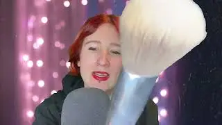 ASMR Brushing the camera and repeated words