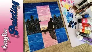Two different worlds acrylic painting | عالمان مختلفان بالاكريلك