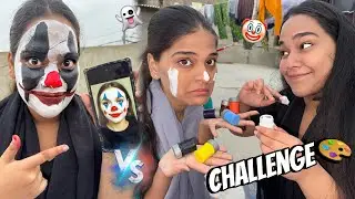 Clown Face Paint Challenge Cute vs Scary 🤡 Finally Content Mil Gaya 😜