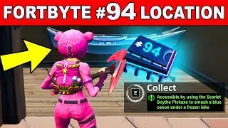 ACCESSIBLE BY USING THE SCARLET SCYTHE PICKAXE TO SMASH A BLUE CANOE UNDER A FROZEN LAKE Fortbyte 94