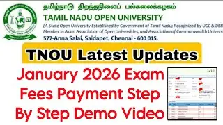 Tamilnadu Open University January 2026 Exam Fees Payment Demo👍
