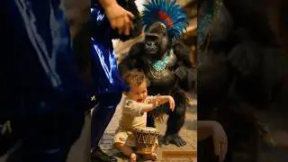CUTE Baby 🥰 Dancing with Monkey 🦍 #cutebaby #babyvideos #gorilla #dance #shorts