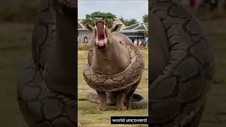 Jaw-Dropping Fight: Can the Rhino Escape the Python? #shorts