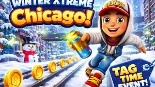 Subway surfers winter xtreme Chicago tag time event running with jake #subwaysurfers #gaming #animat