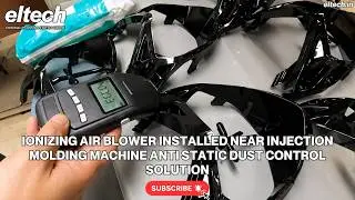 Ionizing Air Blower Installed Near Injection Molding Machine Anti Static Dust Control Solution