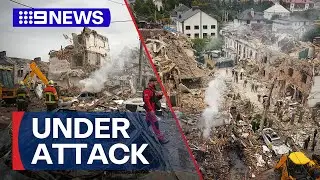 Russia launches massive strike on Ukrainian capital | 9 News Australia