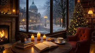 Winter Caf&eacute; Music Ambience ❄️Relaxing Jazz & Warm Fireplace