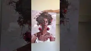 African beauty (2023) 50x60 cm Original portrait painting in Impasto style by Valiulina