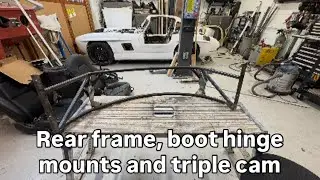 Tesla Gullwing build part 37: Rear frame, boot hinge and starting the triple-cam mounting