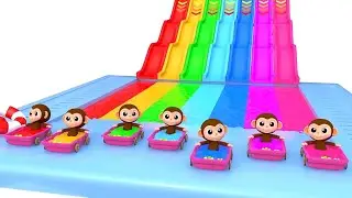 Learn Colors Baby Monkey Bunny Mold Water Slide Finger Song for Kid Children