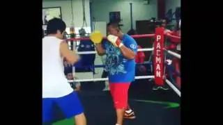 Manny Pacquiao looks ferocious in training with coach Buboy Pacquiao vs Mayweather 2015