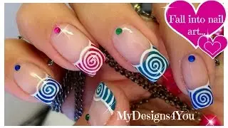 Spring Nail Art | Cute Multicoloured Spirals French &hearts; Весенний Дизайн Ногтей-Спирали