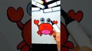 Crab Drawing 🦀😱🎨 Drawing for Kids #art #crab #howtodraw #drawing #shorts