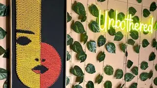 SIMPLE ABSTRACT FACE STRING ART🖼️ #diy #stringart #strings #stringartcrafts #stringarttutorial