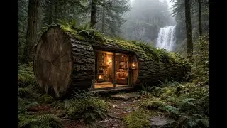 Building a house in the forest (ASMR) - This man built a mini house inside a tree trunk by himself