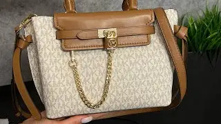 Распаковка сумки MICHAEL KORS Hamilton Legacy Small Logo Belted Satchel (vanilla/acorn)