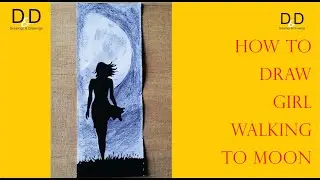 How to Draw a Girl Walking to Moon | Beautiful Style