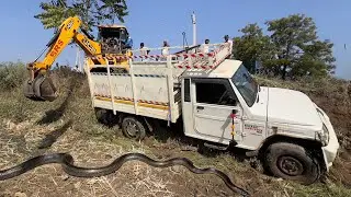 Jcb 3dx Backhoe Rescue Bolero Pickup Truck | Jcb videos | rescue Video | Jcb truck Video 