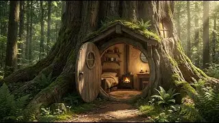 Building a House in the Forest (ASMR) | Mini Home Inside a Tree Trunk