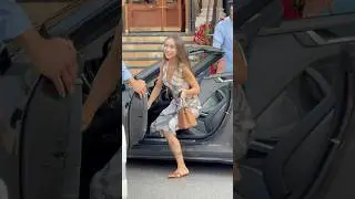 Happy rich couple getting out their Porsche at Hotel Paris #monaco #luxury #trending #lifestyle #fyp