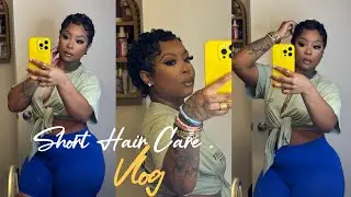 Hair Care Vlog | how i do my short hair i tried something new! fun step by step 🤍