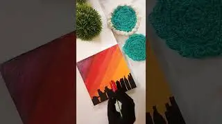 Dubai sunset painting.....🌇#shorts #youtubeshorts #art #short