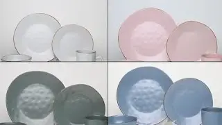 16pc Irregular Shape Color Glaze Dinner Set Modern With Color Rim