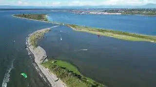 Jetty Island June 20 Kiteboarding, Gray Whale, and Sunset. Relaxing Drone Views