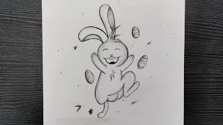 Happy Easter Drawing // Easter Bunny Drawing Easy // Easter Festival Drawing // Pencil Drawing