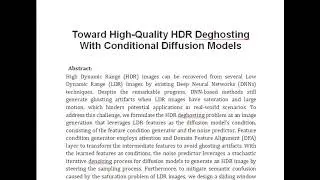 Toward High Quality HDR Deghosting With Conditional Diffusion Models