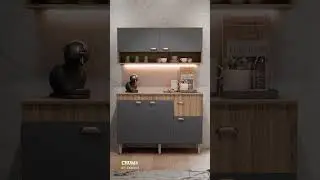 Arm&aacute;rio De Cozinha Luiza Completo Balc&atilde;o E A&eacute;reo Com 5 Portas E 1 Gaveta
