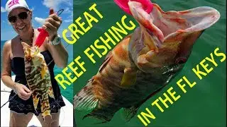PATCH REEF FISHING AT CHEECA ROCK IN ISLAMORADA  FLORIDA KEYS - HOG FISHING SNAPPER -