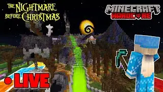 Hardcore Minecraft LIVE - Nightmare Before Christmas themed MEGABUILD! (21.1k + day world)