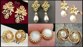 Luxury Fresh Water Pearl Hoop & Drop Diamond Studded Gold earrings designs
