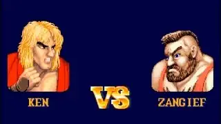 Street Fighter II SNES - Ken vs. Zangief - Hardest Setting