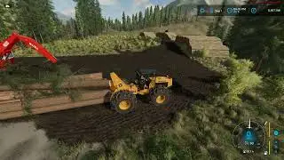 FS 22 East Coast Logging, Old iron, JD 740 cable skidder pullin an decking huge logs.