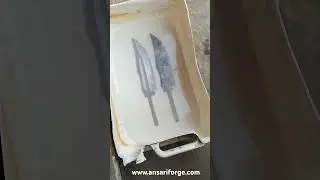 I Built a Damascus Steel Big Hunter Knife - etching process