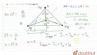 Three balls of masses 1 kg, 2 kg and 3 kg are arranged at the corners of an equilateral triangle...