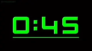 45 Seconds Countdown Timer - Green Embossed with Alarm, Time Markers and Progress Bar.
