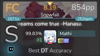 [Live] Mathi | Ceui - Dreams come true [Snowfall] +HDDT 99.83% {#1 854pp FC} - osu!