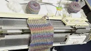 How to machine knit a chunky tuck-rib cardigan with Brother KH 260, and Ribber KR260, part 2 of 3