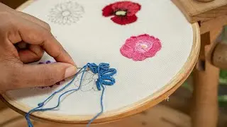 Stunning Embroidery Flowers (Part 4) - Dimensional Blue Cosmos Flower Tutorial