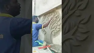 building front elevation tree cement design work artist Arun Shilpi